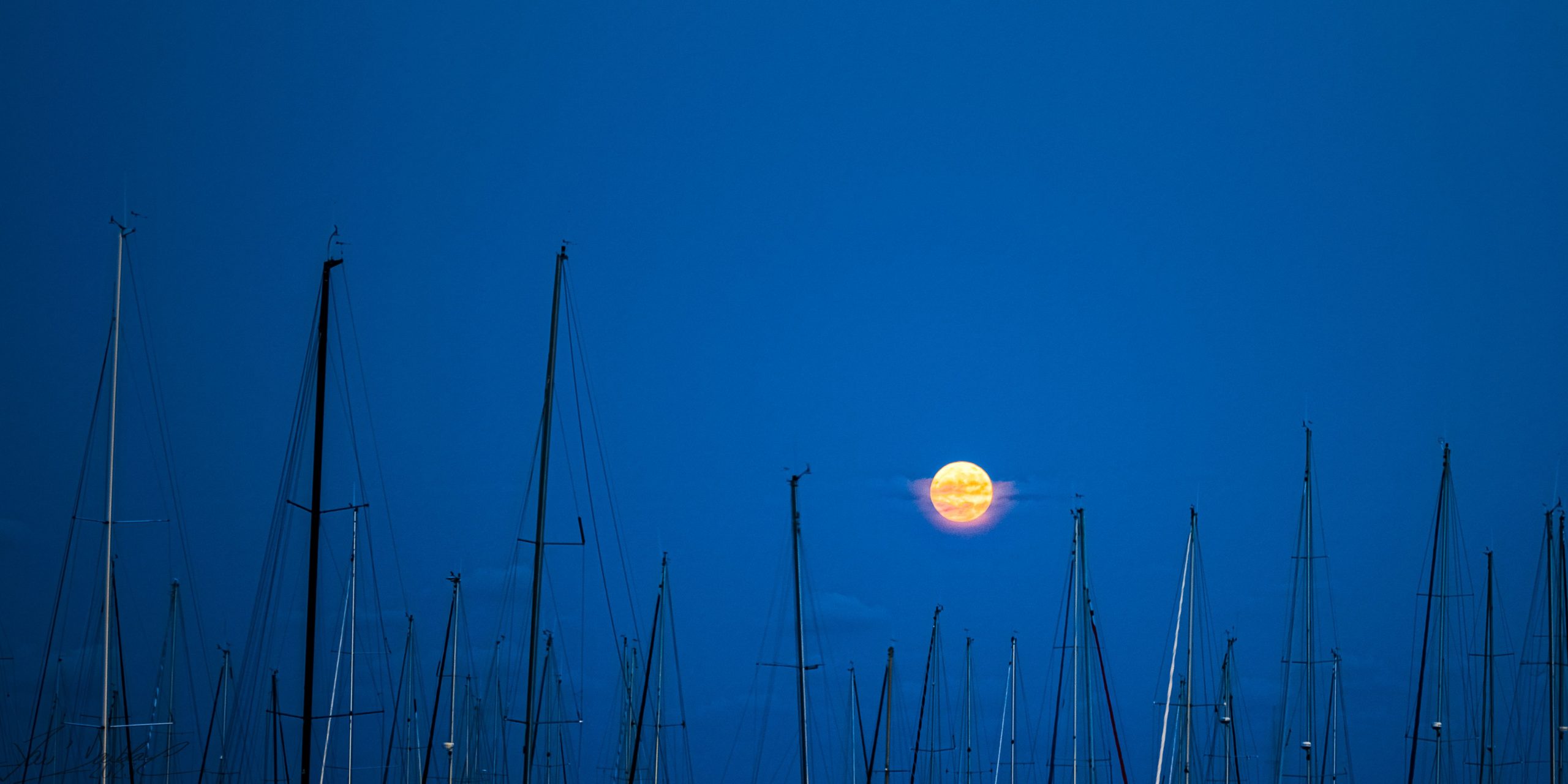 Canon, Canon EOS7D, France, La Grande Motte, Hérault, Evening, Moonrise, Boats, Masts,